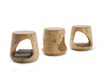 GEPPO - Low solid cedar wood stool by Riva 1920 - view 3